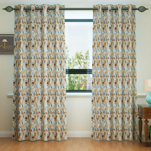 Wooden Twist Light Filtering 7 Ft Rectangular Holland Fabric Curtain ( Beige ) - Wooden Twist UAE