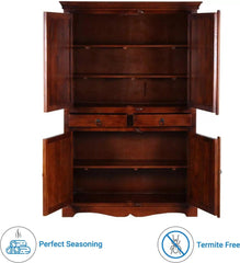 Selten Solid Teak Wood 4 Door Wardrobe - Wooden Twist UAE