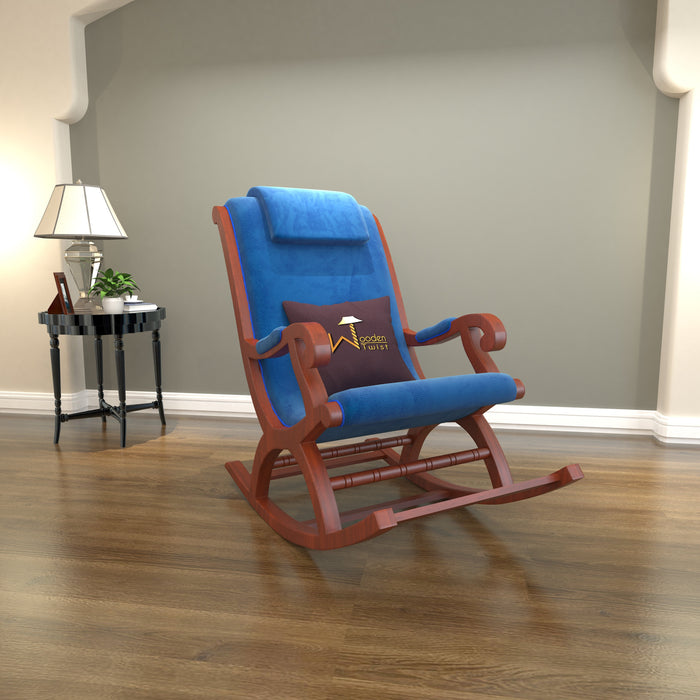 Mecedora Premium Rocking Chair (Blue, Honey Finish)