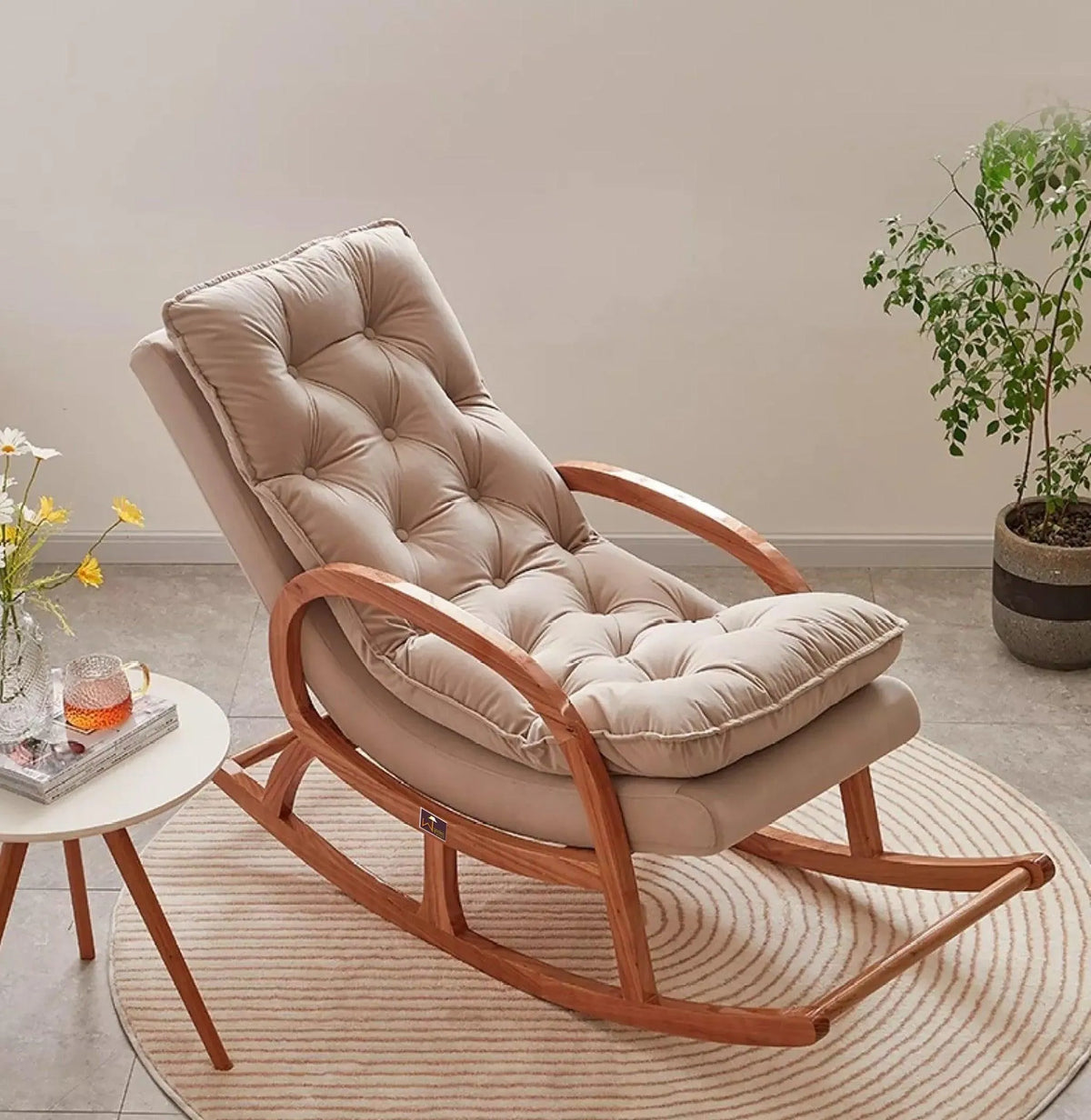 Wooden Rocking Chair Colonial and Traditional Super Comfortable Cushion (Honey Finish) - Wooden Twist UAE