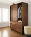 Wooden Twist Traditional Design Sliding Doors Wardrobe with Six Drawers And 2 Door ( Brown ) - Wooden Twist UAE