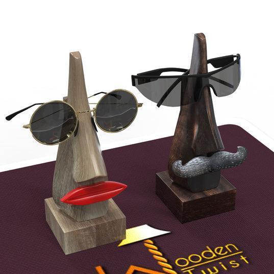 Handcrafted Wooden Nose Shaped Spectacle Holder/ Specs Stand - Wooden Twist UAE