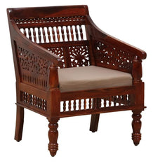 Wooden Intricate Motif Designs Couches (1 Seater Sofa) - Wooden Twist UAE