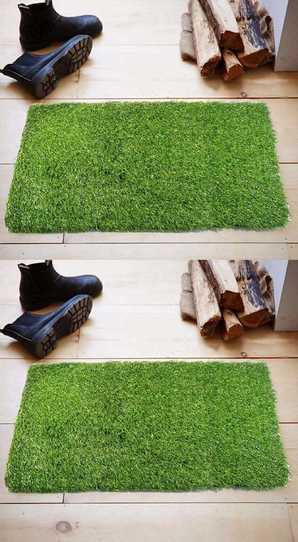 Anti Skid Natural Green Grass Doormat (Set of 2) - Wooden Twist UAE