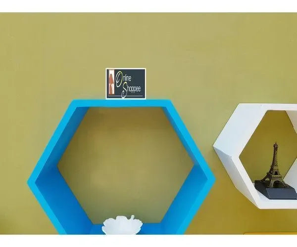Hexagonal Shape Wooden Floating Wall Shelves Set of 3 - Wooden Twist UAE