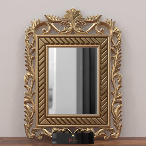 Wooden Carved Mirror (Golden) - Wooden Twist UAE