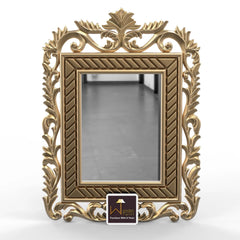 Wooden Carved Mirror (Golden) - Wooden Twist UAE