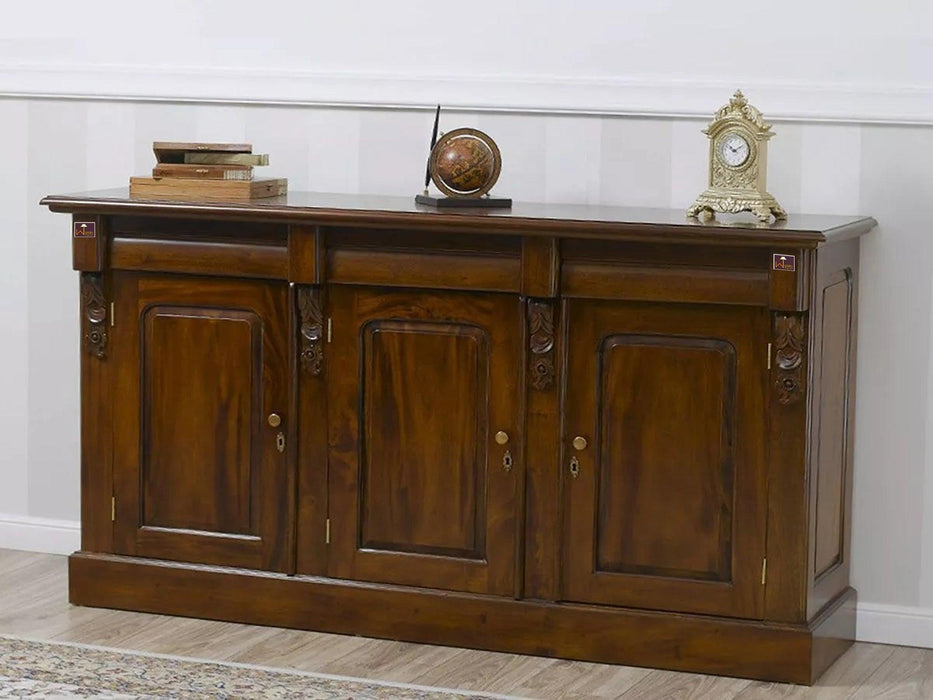 Wooden Twist Pledge Style Teak Wood Sideboard Cabinet ( Brown )