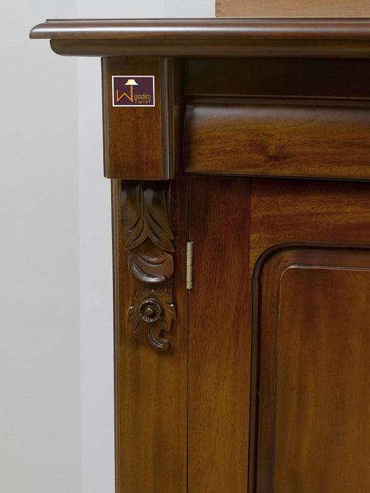 Wooden Twist Pledge Style Teak Wood Sideboard Cabinet ( Brown )