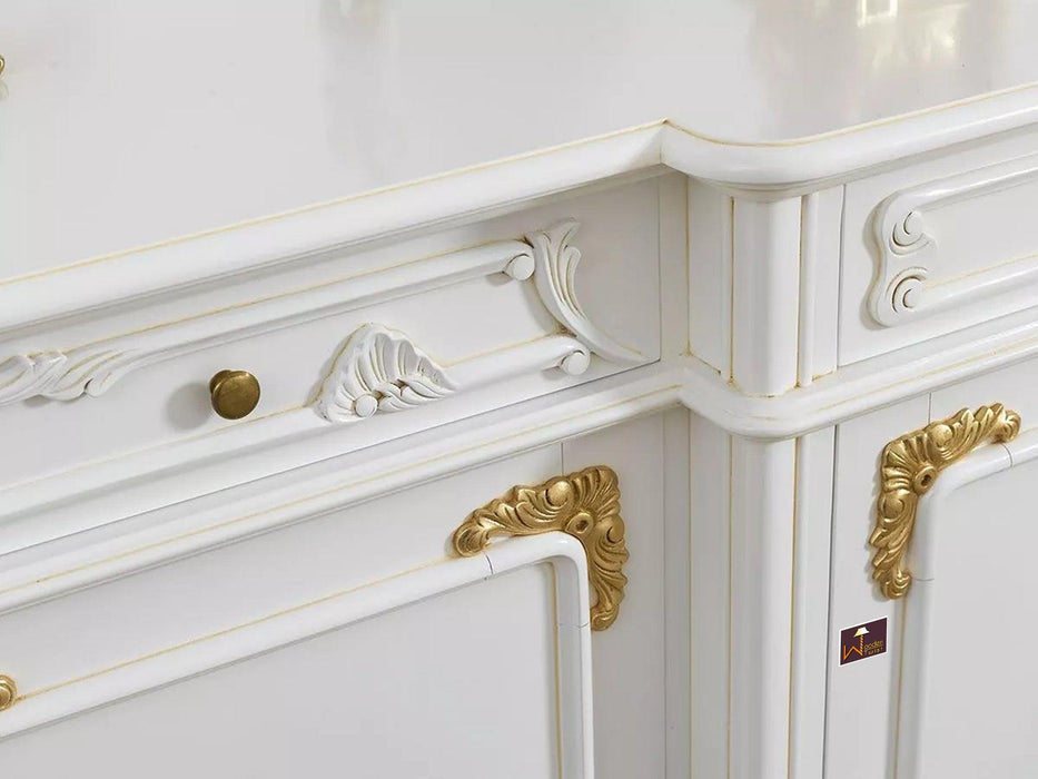 Wooden Twist Embellished Style Teak Wood Sideboard Cabinet ( Golden Leaf ) - Wooden Twist UAE