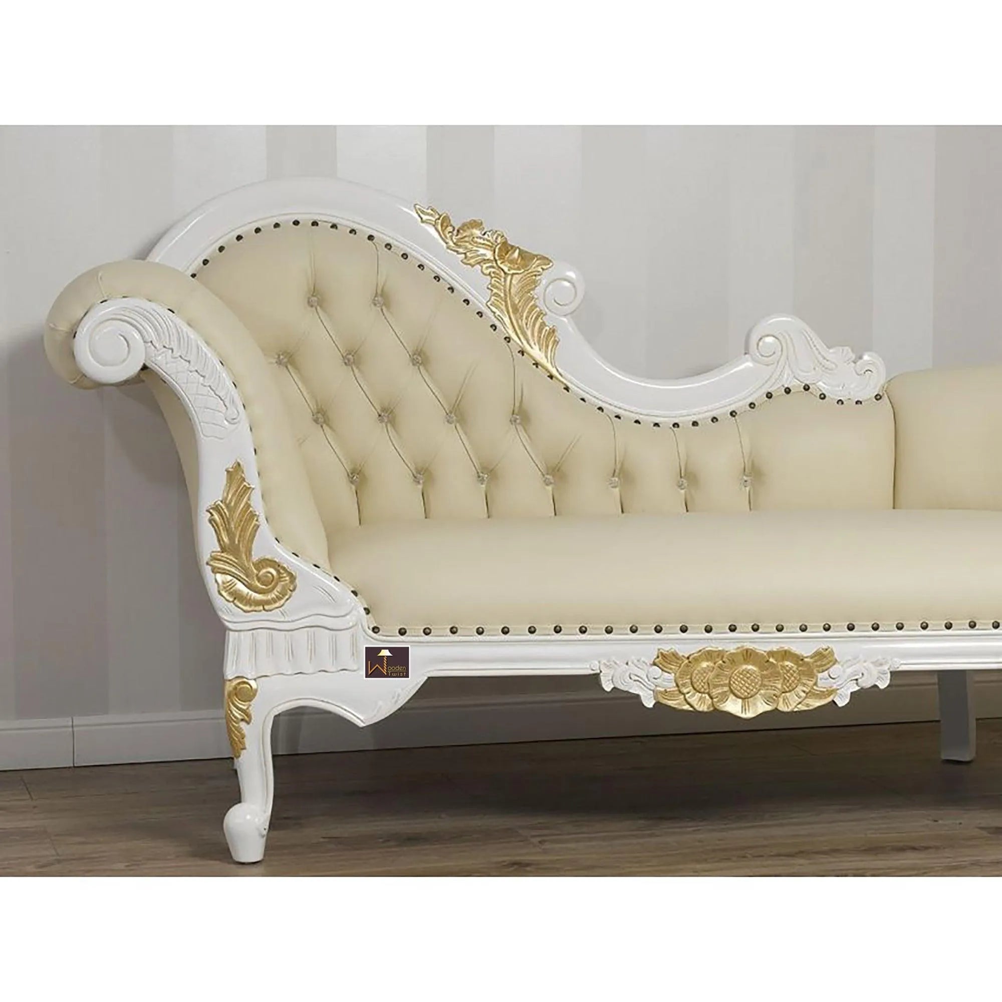 Deluxe Sheesham Wood Handcrafted Deewan Chaise Lounge - Wooden Twist UAE