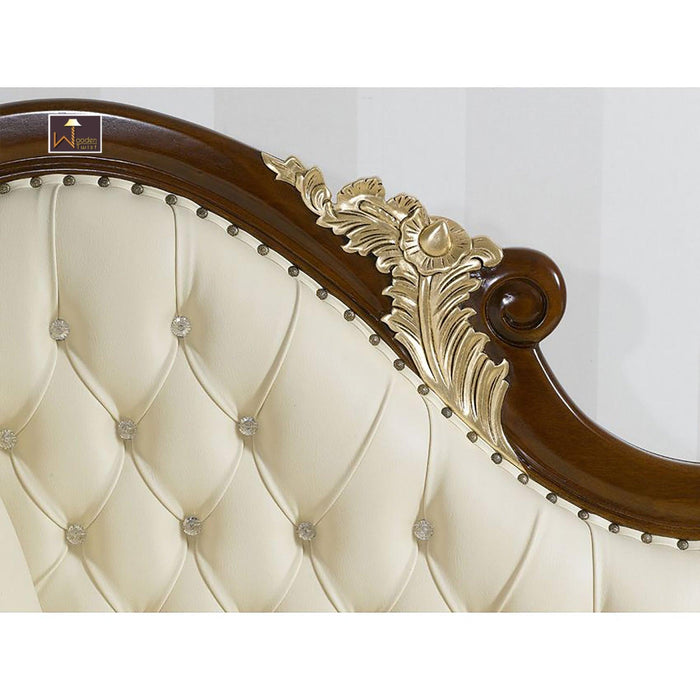 Radiant Teak Wood Handcrafted Deewan Chaise Lounge (Honey Finish Couch) - Wooden Twist UAE
