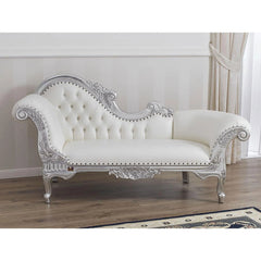 Posh Sheesham Wood Handcrafted Deewan Chaise Lounge (Silver) - Wooden Twist UAE