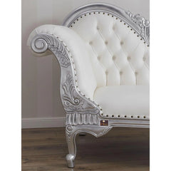 Posh Sheesham Wood Handcrafted Deewan Chaise Lounge (Silver) - Wooden Twist UAE