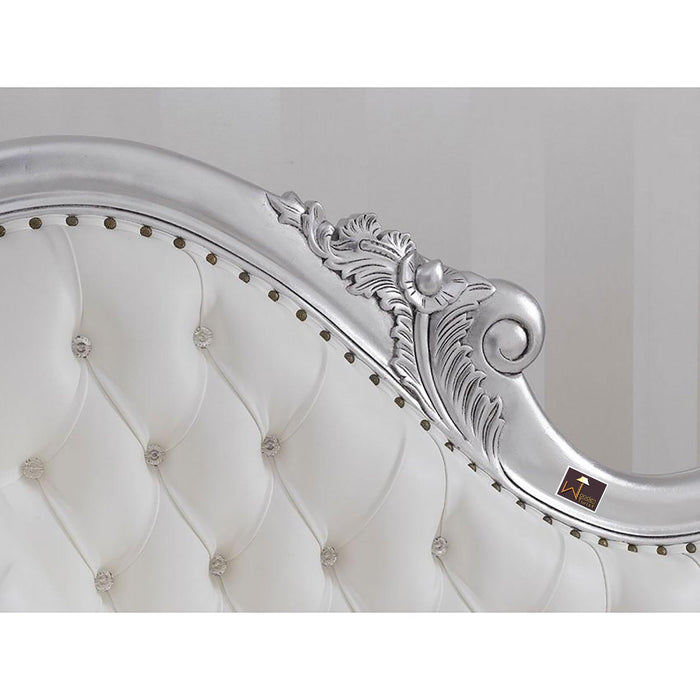 Posh Sheesham Wood Handcrafted Deewan Chaise Lounge (Silver) - Wooden Twist UAE