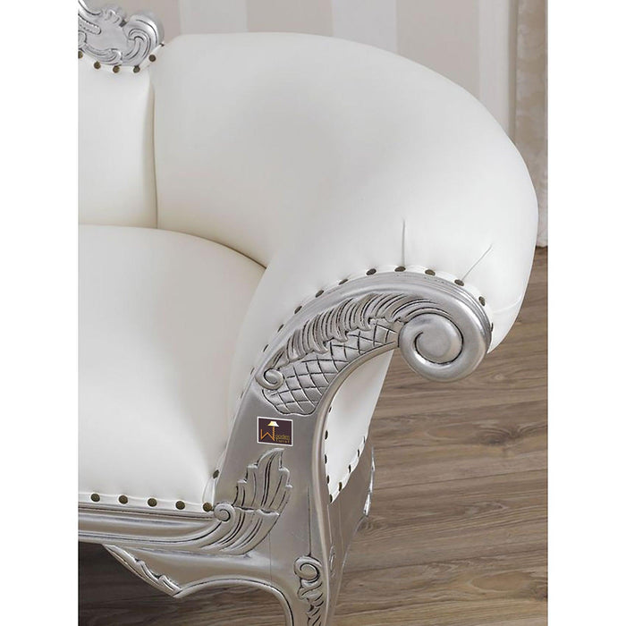 Posh Sheesham Wood Handcrafted Deewan Chaise Lounge (Silver)