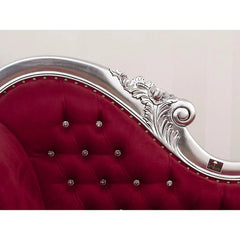 Hand Carved Baroque Style Lacquered Velvet Burgundy Crystal Sw Buttons (Silver) - Wooden Twist UAE