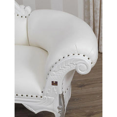 Wooden Hand Carved Modern Baroque Style Chaise Longue Sofa White Lacquered And Silver Leaf - Wooden Twist UAE