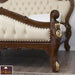 Teak Wood King Size Bed Hand Carved With Cushioned Design - Wooden Twist UAE