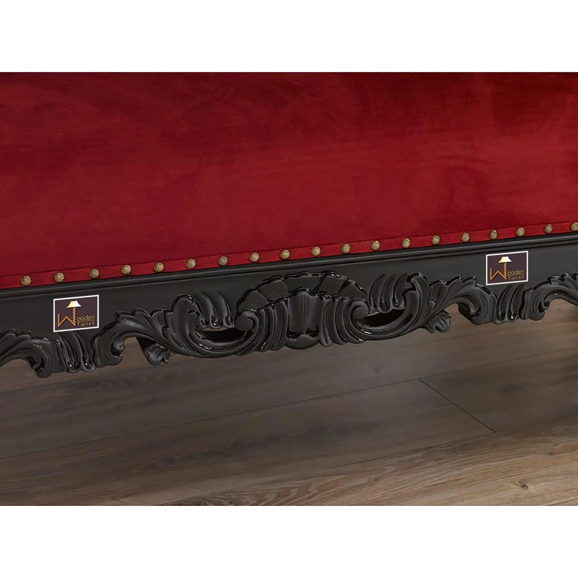 Hand Carved Barock Stil Chaise Longue Sofa Champagner Crystal Teak Wood ( Black ) - Wooden Twist UAE