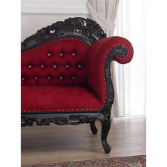 Hand Carved Barock Stil Chaise Longue Sofa Champagner Crystal Teak Wood ( Black ) - Wooden Twist UAE