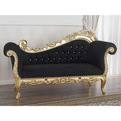 Hand Carved Barock Stil Chaise Longue Sofa Champagner Crystal Teak Wood - Wooden Twist UAE