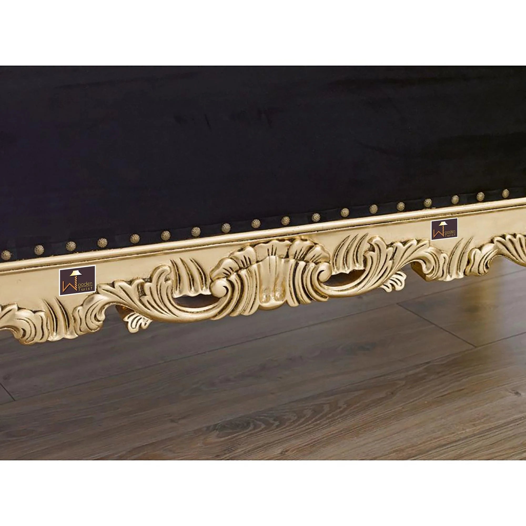 Hand Carved Barock Stil Chaise Longue Sofa Champagner Crystal Teak Wood - Wooden Twist UAE