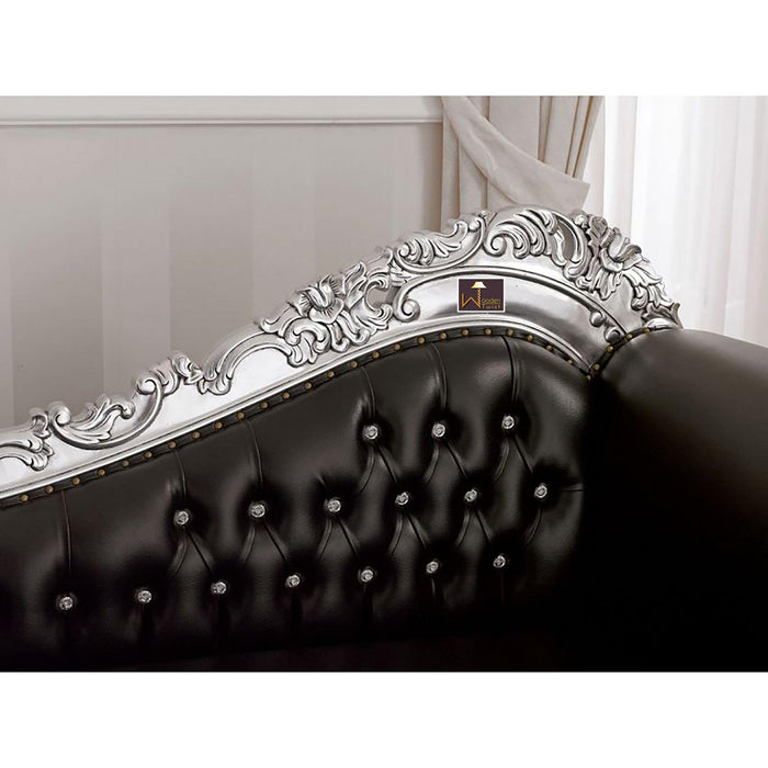 Hand Carved Barock Stil Chaise Longue Sofa Champagner Crystal Teak Wood - Wooden Twist UAE
