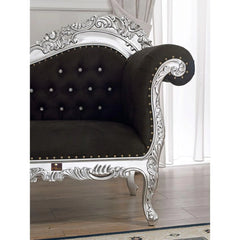 Hand Carved Barock Stil Chaise Longue Sofa Champagner Crystal Teak Wood (Silver Leaf) - Wooden Twist UAE