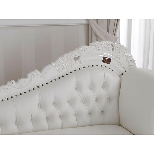 Hand Carved Barock Stil Chaise Longue Sofa Champagner Crystal Teak Wood (White) - Wooden Twist UAE