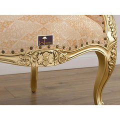 French Baroque Style Champagne Sofa Chair Gold Leaf - Wooden Twist UAE