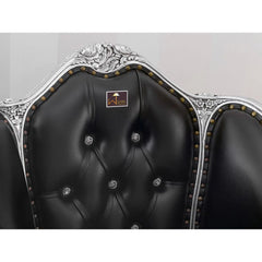 Italian Baroque Style Champagne Sofa Chair Silver leaf Finish (Black) - Wooden Twist UAE