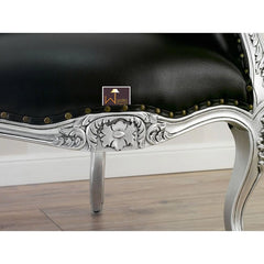 Italian Baroque Style Champagne Sofa Chair Silver leaf Finish (Black) - Wooden Twist UAE