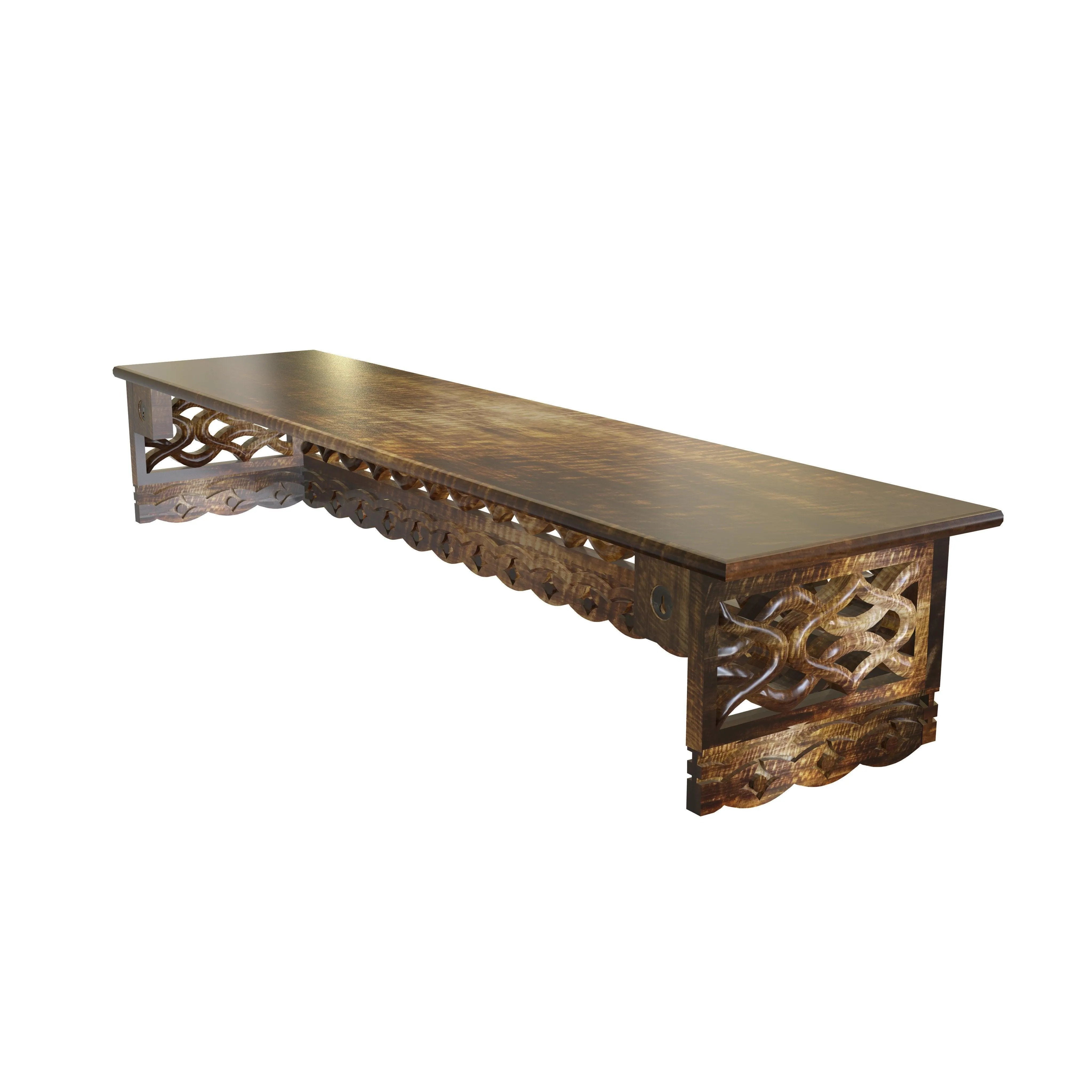 Wooden Fancy Hand Carved Wall Shelf with Jali Work - Decorative Indian Wall Art - Wooden Twist UAE