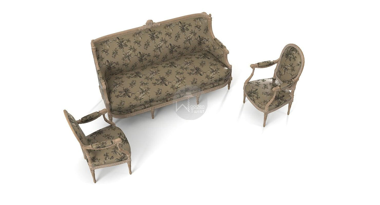 Sofa Set 3 Seater With 2 Single Seater Chair (Teak Wood) - Wooden Twist UAE