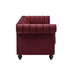 Designer Velvet Rolled Arm Chesterfield Sofa (3 Seater) - WoodenTwist