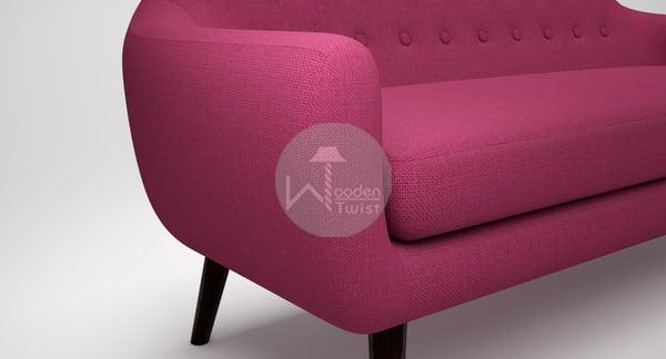 Traditional Wooden 3 Seater Couch for Home & Office Chaise Lounge Settee (Pink)