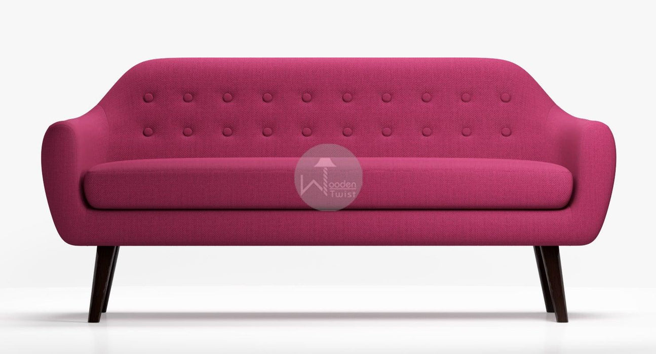 Traditional Wooden 3 Seater Couch for Home & Office Chaise Lounge Settee (Pink) - Wooden Twist UAE