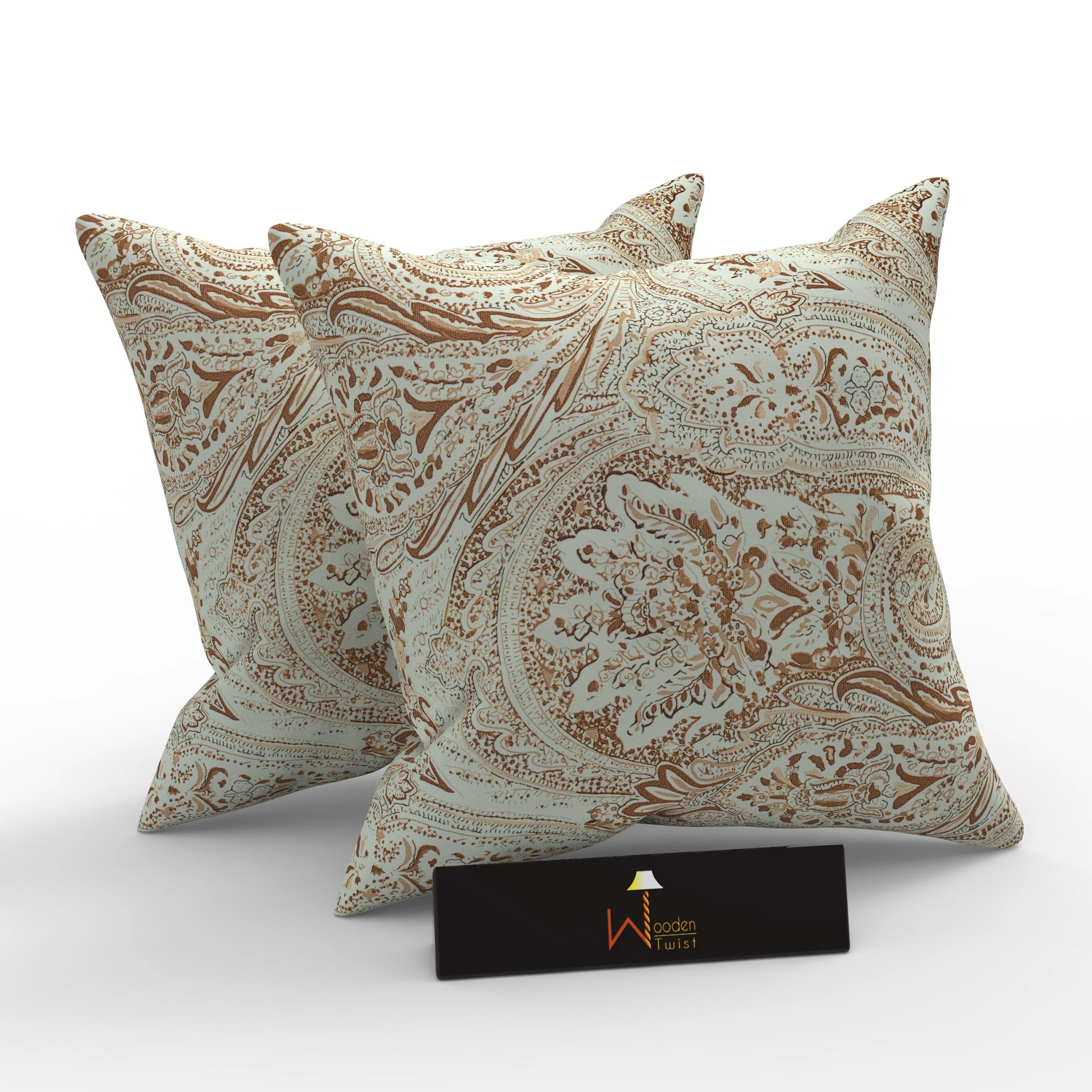 Reposa Floral Print Velvet Fabric Cushion Cover - Wooden Twist UAE