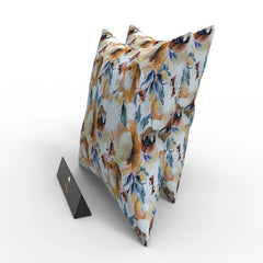 Square Reposa Floral Print Velvet Fabric Cushion Cover - Wooden Twist UAE