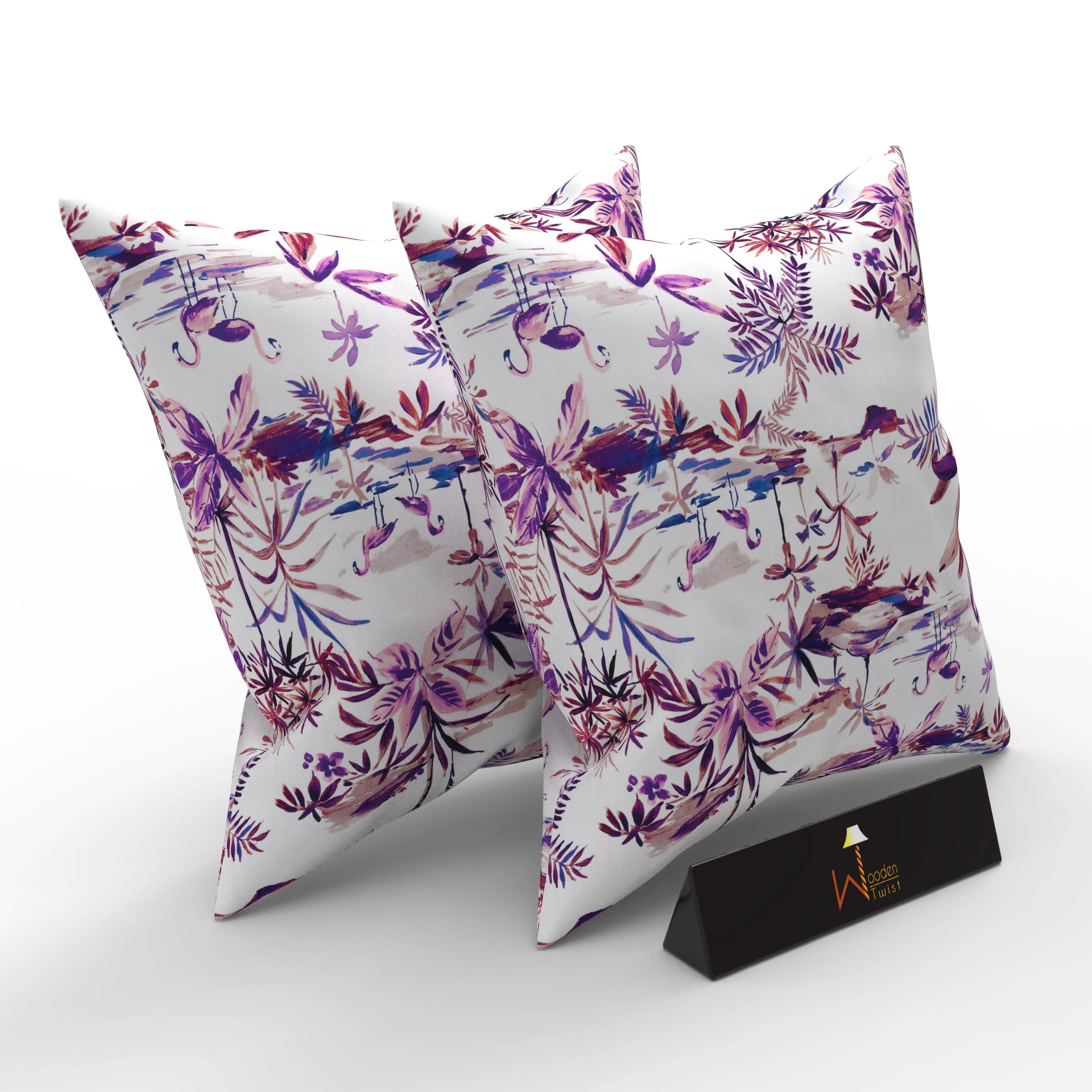 Square Reposa Floral Printed Velvet Fabric Cushion Cover - Wooden Twist UAE