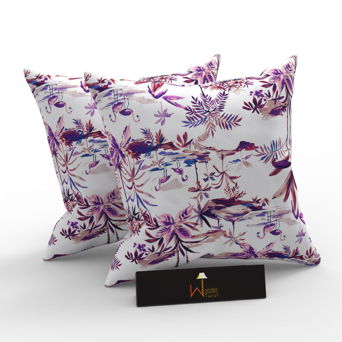 Square Reposa Floral Printed Velvet Fabric Cushion Cover - Wooden Twist UAE