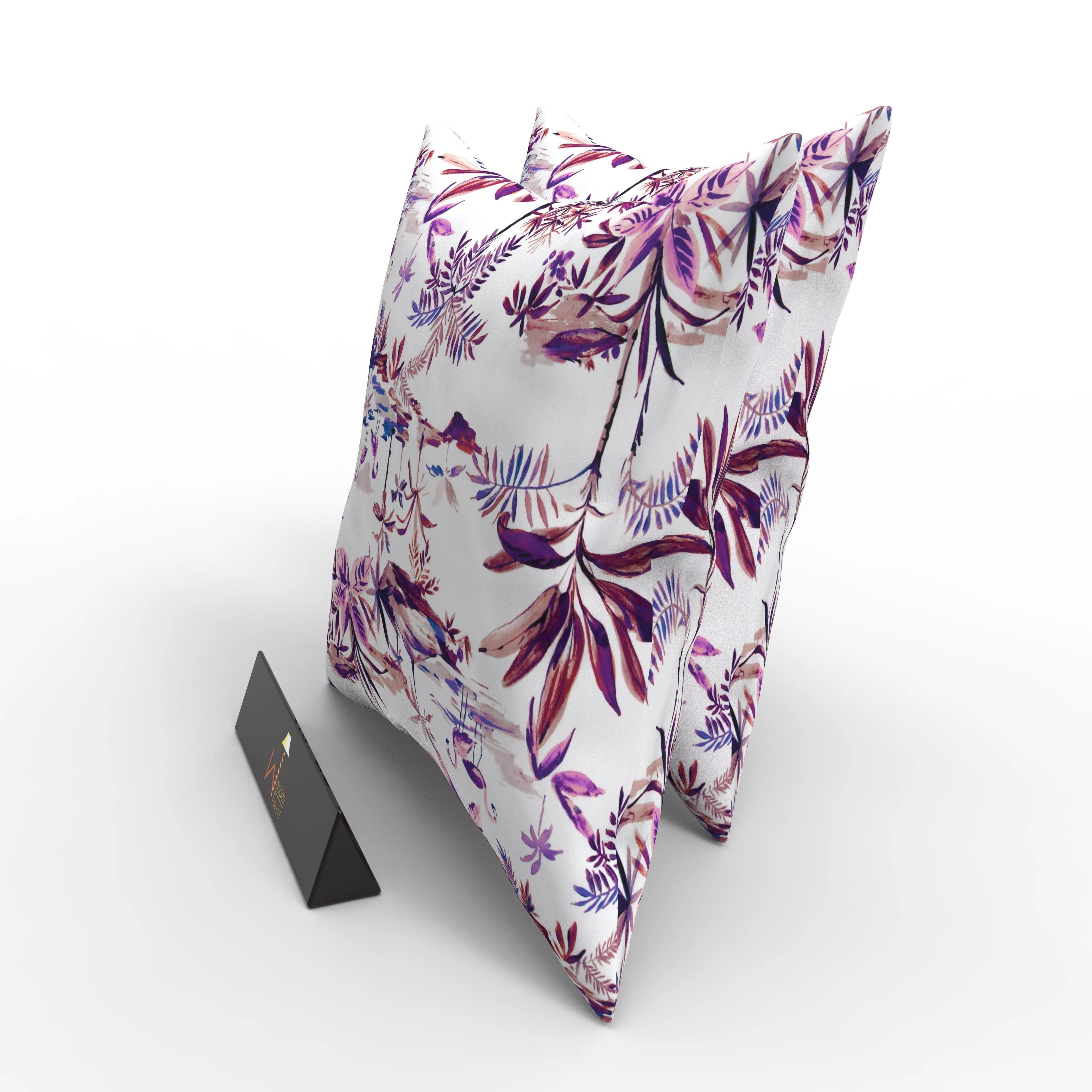 Square Reposa Floral Printed Velvet Fabric Cushion Cover - Wooden Twist UAE