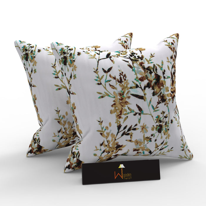 Gardenia Natural Velvet Fabric Cushion Cover
