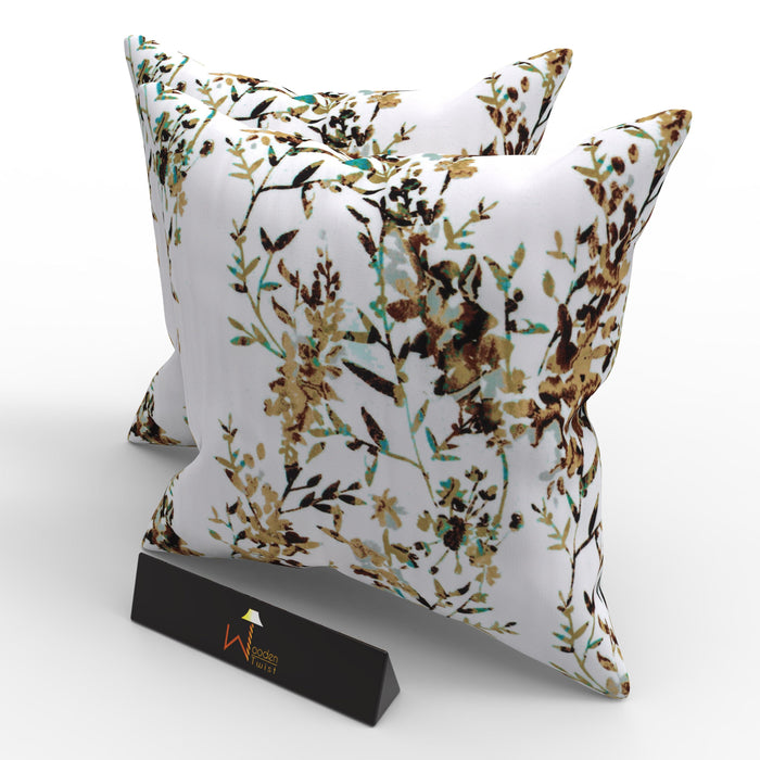 Gardenia Natural Velvet Fabric Cushion Cover
