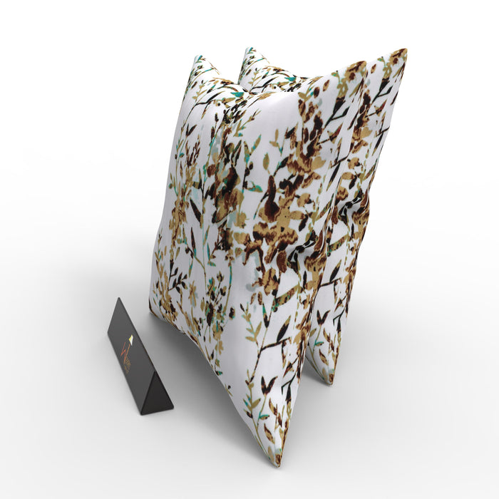 Gardenia Natural Velvet Fabric Cushion Cover - Wooden Twist UAE