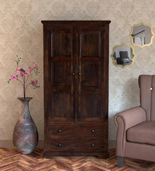 Solid Teak Wood 2 Door Wardrobe - Wooden Twist UAE