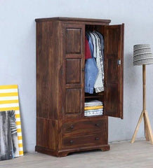 Solid Teak Wood 2 Door Wardrobe - Wooden Twist UAE