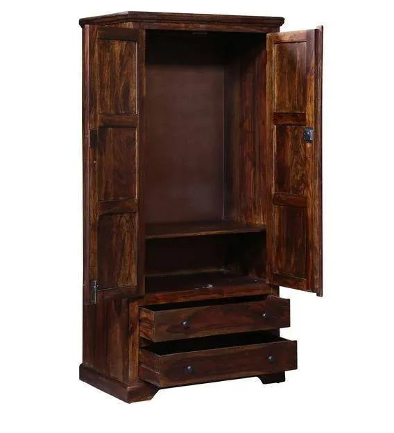 Solid Teak Wood 2 Door Wardrobe - Wooden Twist UAE