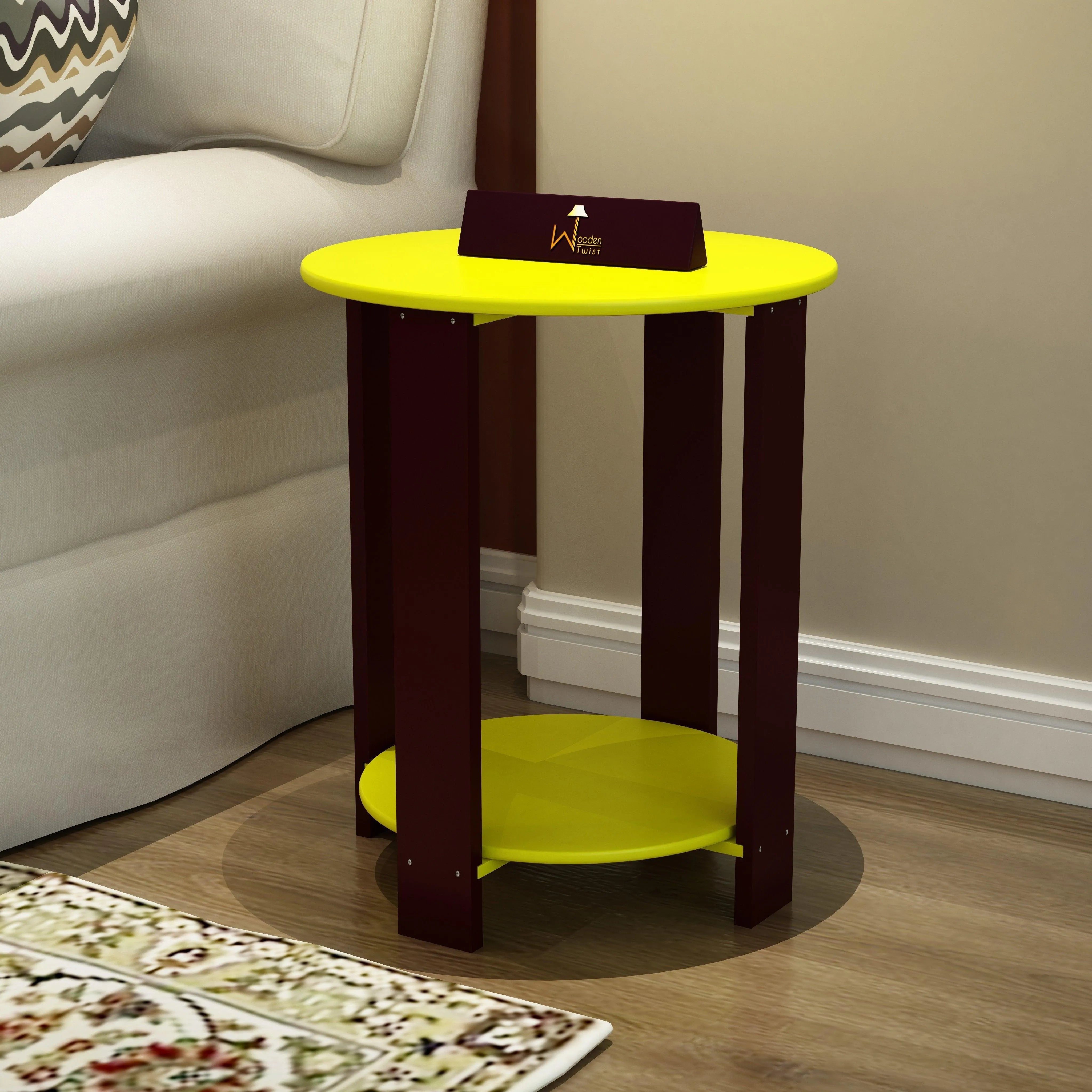 Unique Wooden Round Design End Table - Wooden Twist UAE